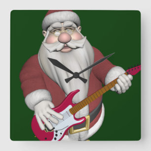 Santa Claus Rock Star Square Wall Clock
