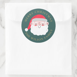 Santa Claus Round Christmas Sticker Personalized