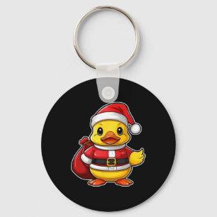 Santa Claus Rubber Duck Christmas Xmas Pyjamas  Keychain