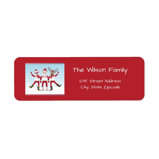 Santa Claus, Rudolph and Polar Bear Christmas Return Address Label