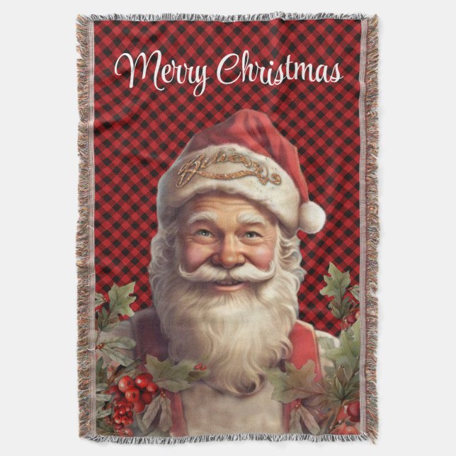 Santa Claus Saint Nicholas Christmas  Throw Blanket (Front Vertical)