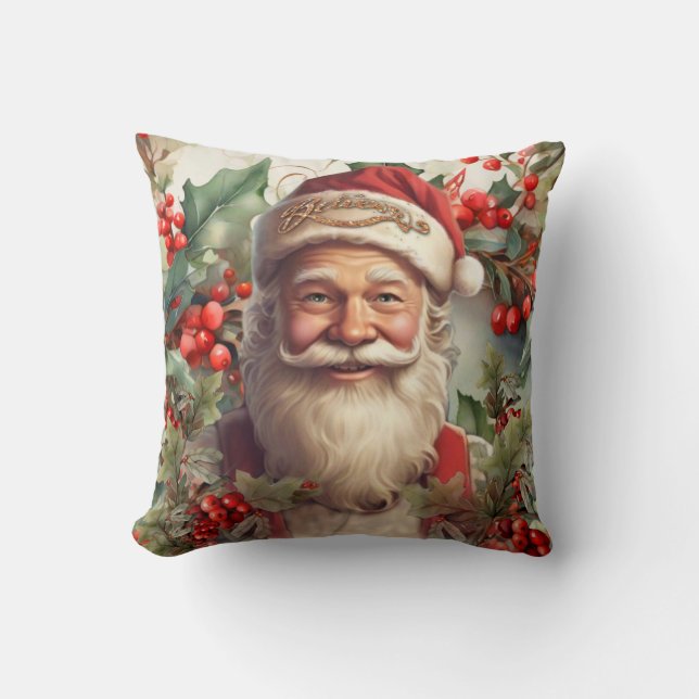 Santa Claus Saint Nicholas Christmas  Throw Pillow (Front)