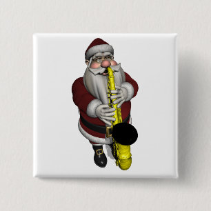 Santa Claus Saxophone Player 2 Inch Square Button