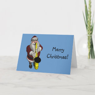 Santa Claus Saxophone Player Holiday Card