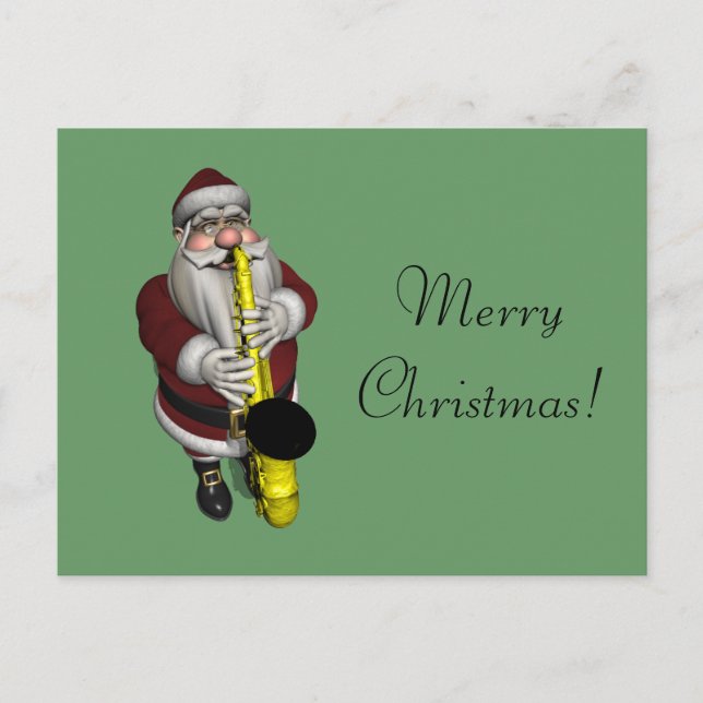 Santa Claus Saxophone Player Holiday Postcard (Front)