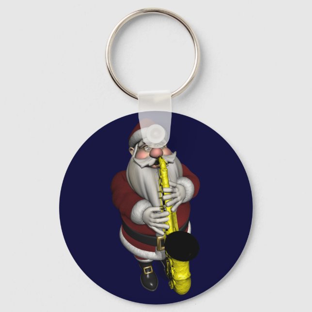 Santa Claus Saxophone Player Keychain (Front)