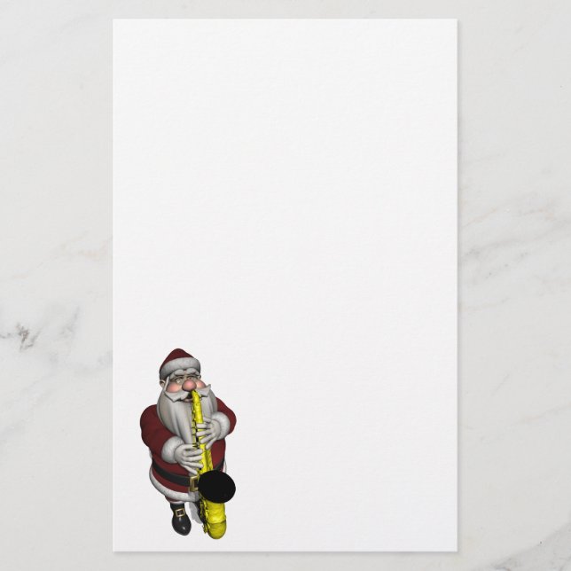 Santa Claus Saxophone Player Stationery (Front)
