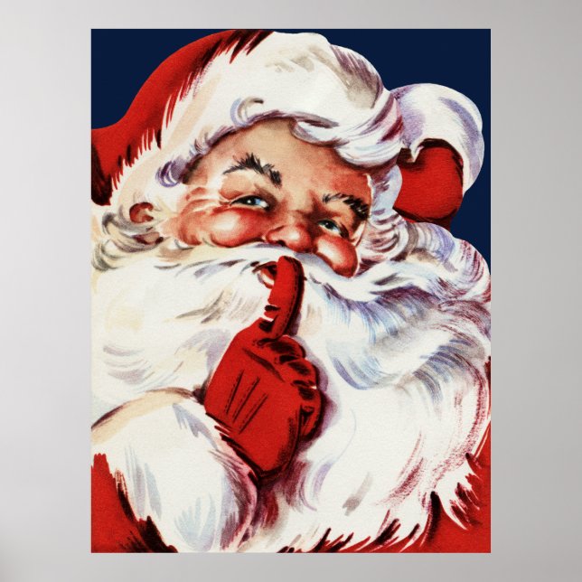 Santa Claus Saying SH-H-H Poster (Front)