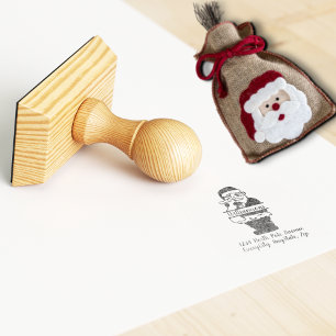 Santa Claus Script Return Address Rubber Stamp