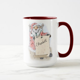 Santa Claus Scroll Naughty Nice List Personalized  Mug