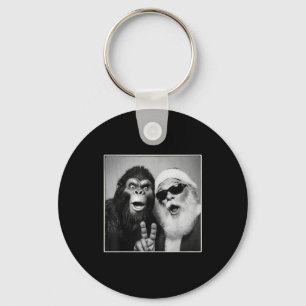 Santa Claus Selfie Bigfoot Christmas Funny Sasquat Keychain