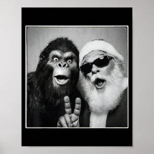 Santa Claus Selfie Bigfoot Christmas Funny Sasquat Poster