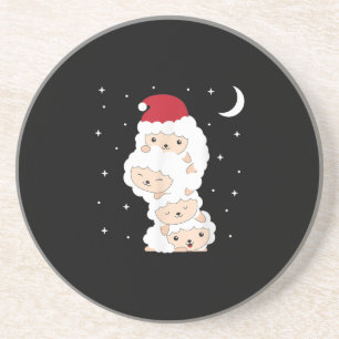 Santa Claus Sheep Christmas Lamb Farm Animals Gift Coaster