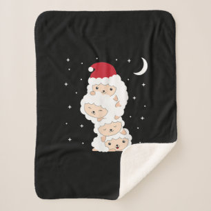 Santa Claus Sheep Christmas Lamb Farm Animals Gift Sherpa Blanket