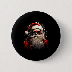 Santa Claus Silhouette Christmas Sungles Caricatur 2 Inch Round Button