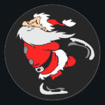 Santa Claus Skating Classic Round Sticker<br><div class="desc">Santa Claus Skating with his white and red outfit and a large big nose</div>