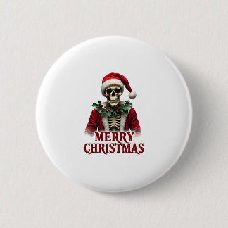 Santa Claus Skeleton Outfit Skull Funny Christmas  2 Inch Round Button