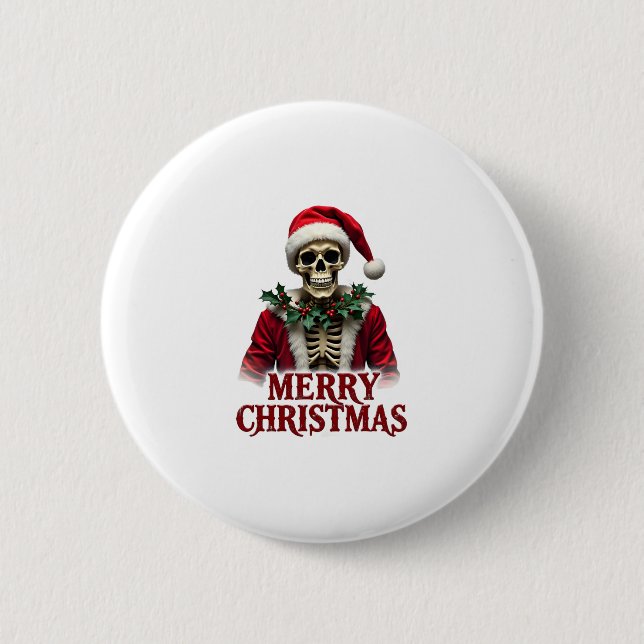 Santa Claus Skeleton Outfit Skull Funny Christmas  2 Inch Round Button (Front)