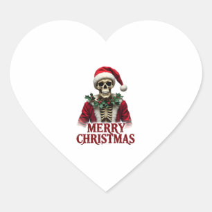 Santa Claus Skeleton Outfit Skull Funny Christmas  Heart Sticker