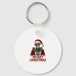 Santa Claus Skeleton Outfit Skull Funny Christmas  Keychain