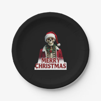 Santa Claus Skeleton Outfit Skull Funny Christmas  Paper Plate