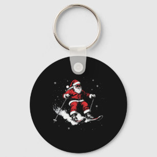 Santa Claus Ski Funny Skiing Xmas Christmas _1 Keychain