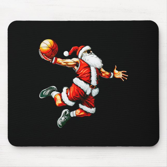Santa Claus Slam Dunk Basketball Hoop Christmas Pa Mouse Pad (Front)