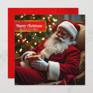 Santa Claus sleeping with wishes SqFC Holiday Card