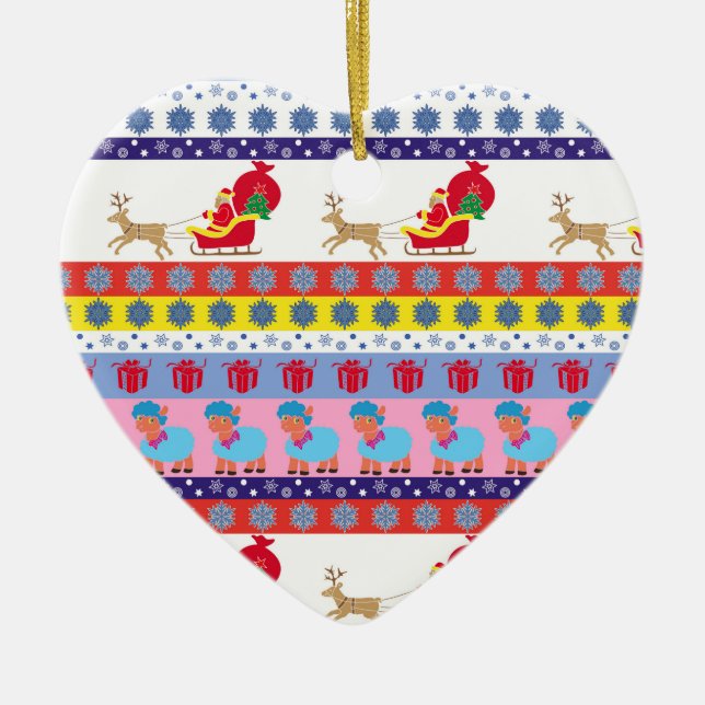 Santa Claus sleigh Ceramic Ornament (Front)