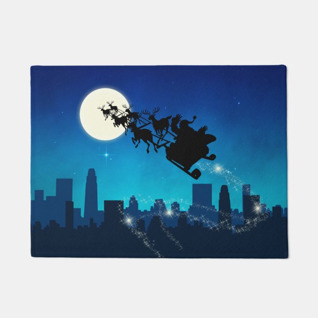Santa Claus Sleigh Christmas Doormat (Front)