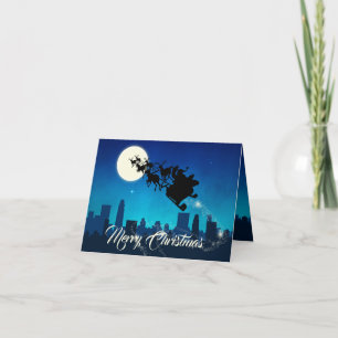 Santa Claus Sleigh Christmas Holiday Card