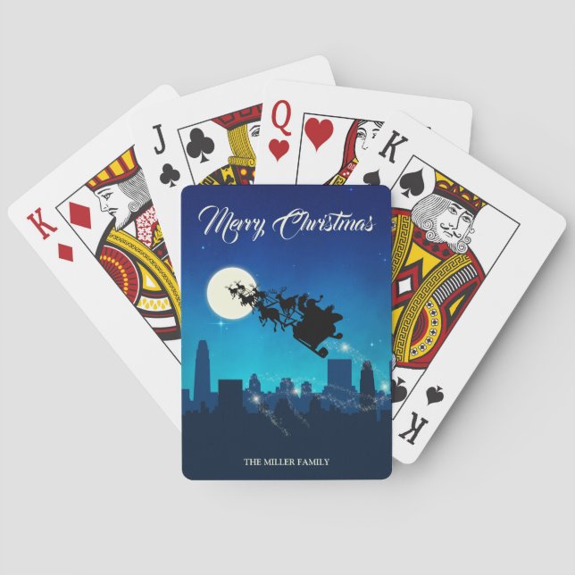 Santa Claus Sleigh Christmas Playing Cards (Back)