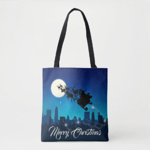 Santa Claus Sleigh Christmas Tote Bag