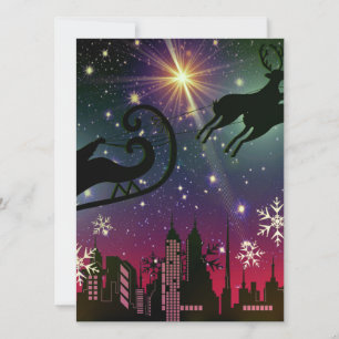 santa claus sleigh holiday card