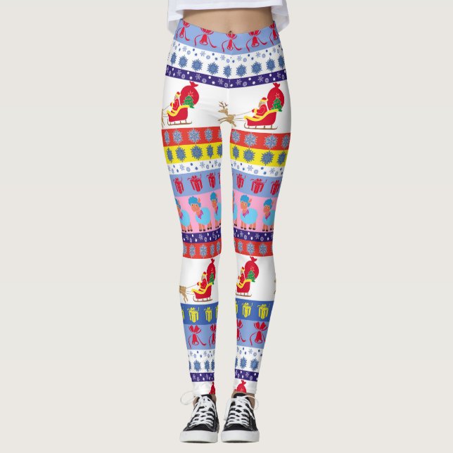 Santa Claus sleigh Leggings (Front)