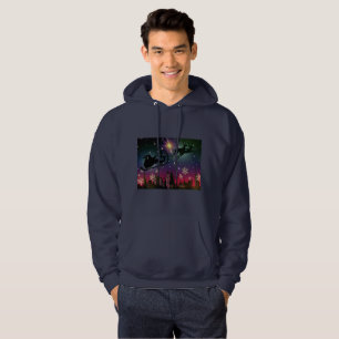 santa claus sleigh mens hooded hoodie sweatshirt