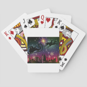 santa claus sleigh playing cards