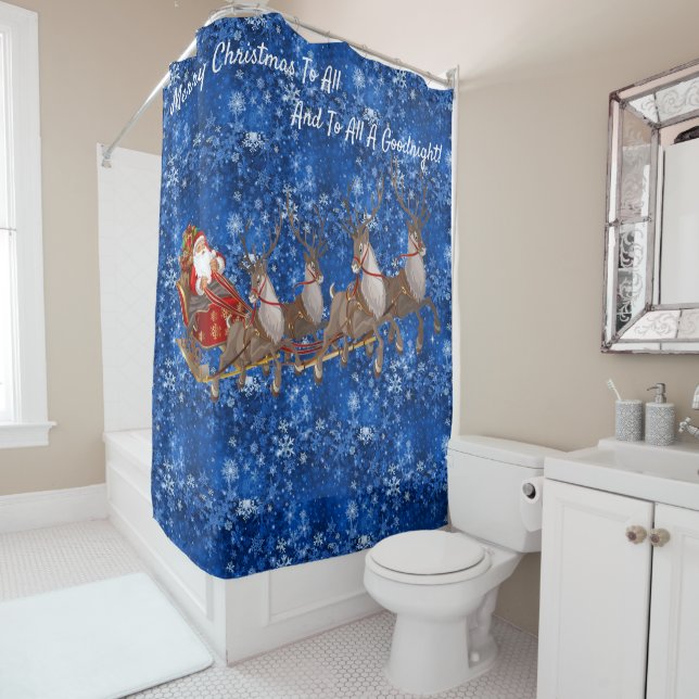 Santa Claus Sleigh Reindeer Christmas Bathroom Tub (In Situ)
