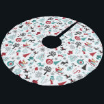 Santa Claus Sleigh Reindeer Pine Trees Art Pattern Brushed Polyester Tree Skirt<br><div class="desc">Beautiful contemporary image of Santa on his sleigh being pulled by reindeer, Christmas trees, baubles and candy canes.</div>