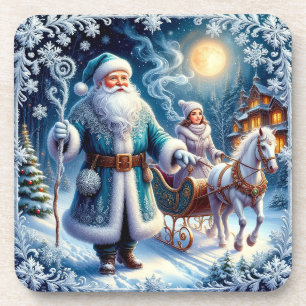 Santa Claus, Sleigh Ride, and Cozy Christmas Coaster