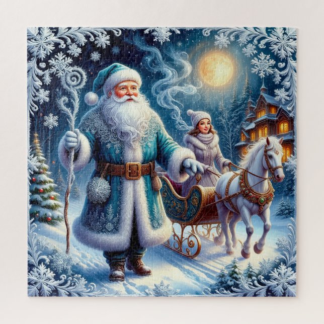 Santa Claus, Sleigh Ride, and Cozy Christmas Jigsaw Puzzle (Vertical)