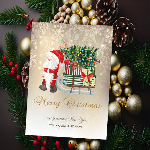 Santa Claus,Sleigh Snowflakes Holiday Card