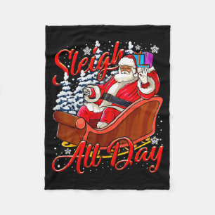 Santa Claus Sleigh Toys Black African American Chr Fleece Blanket
