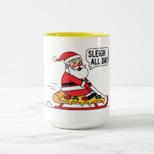 Santa Claus Sleighing All Day Christmas Two-Tone Coffee Mug