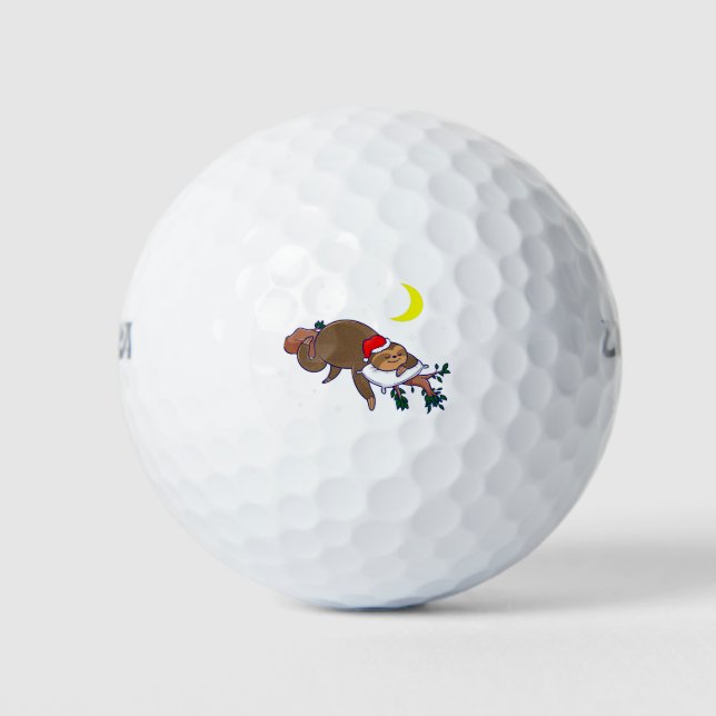 santa claus sloth christmas golf balls (Front)