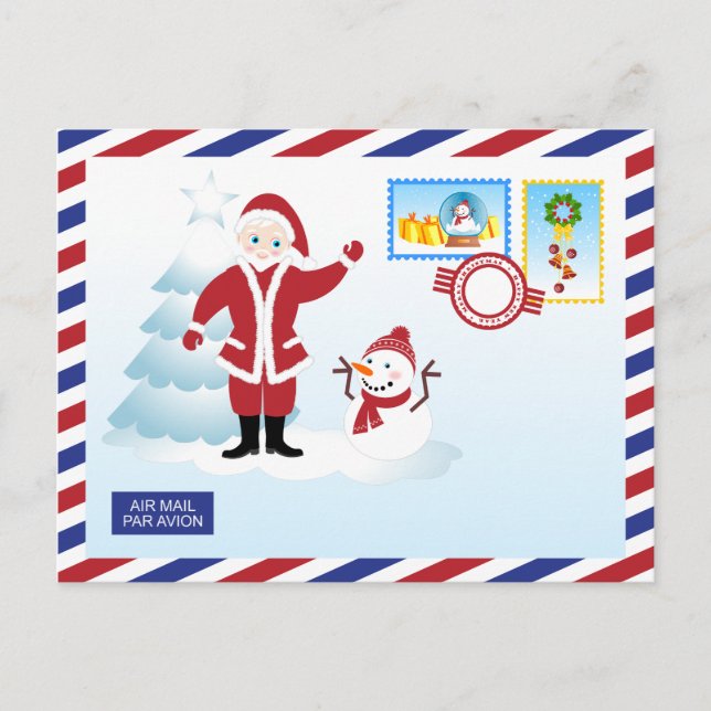 Santa Claus snail mail envelope Holiday Postcard (Front)
