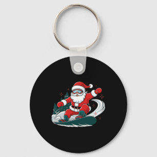Santa Claus Snowboarding Fun Christmas Winter Spor Keychain