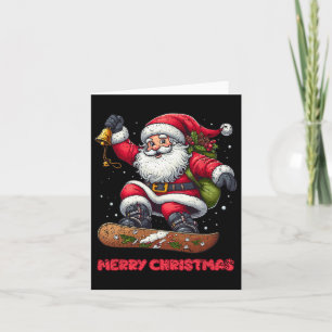 Santa Claus Snowboarding Merry Christmas Winter Ho Card