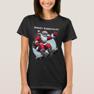 Santa Claus Snowboarding Merry Christmas Winter Ho T-Shirt