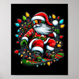 Santa Claus Snowboarding Snowboard Snowboarder Chr Poster